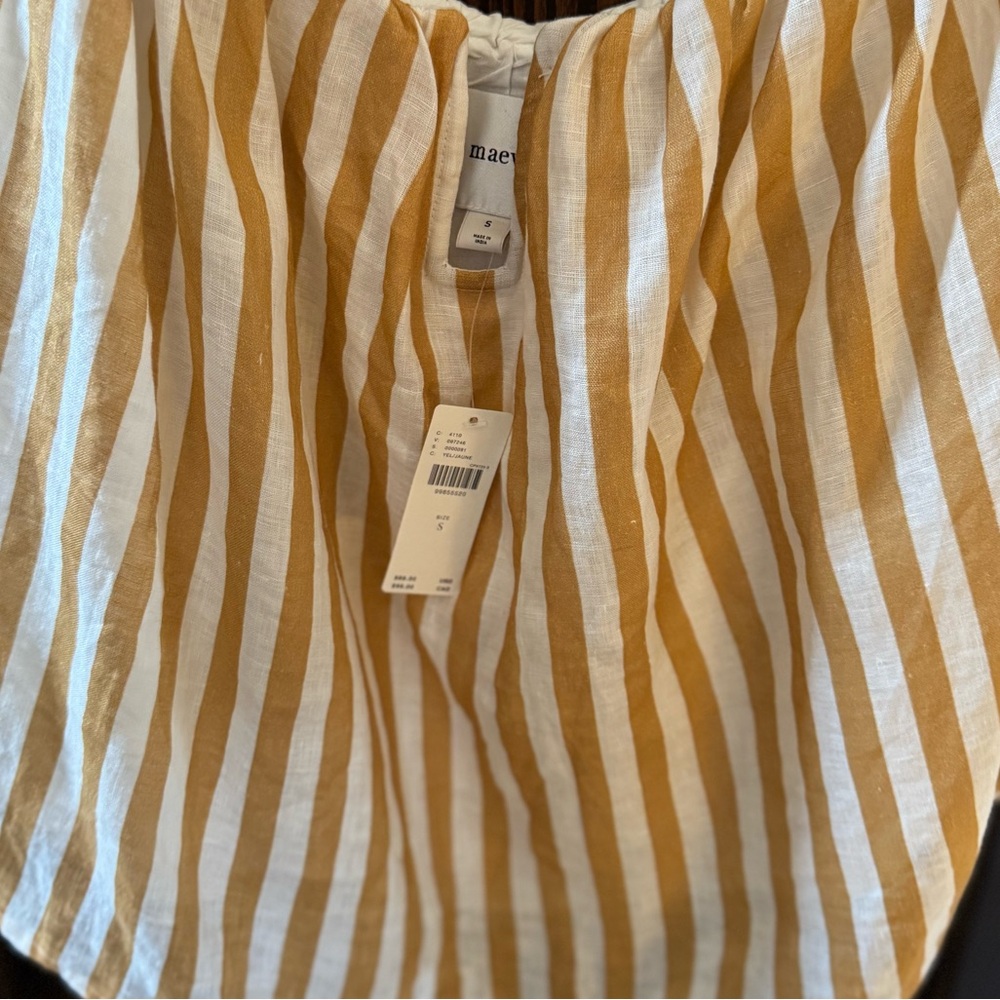 Anthropologie Beige and White Striped Maeve Strapless Top - Picture 3 of 5